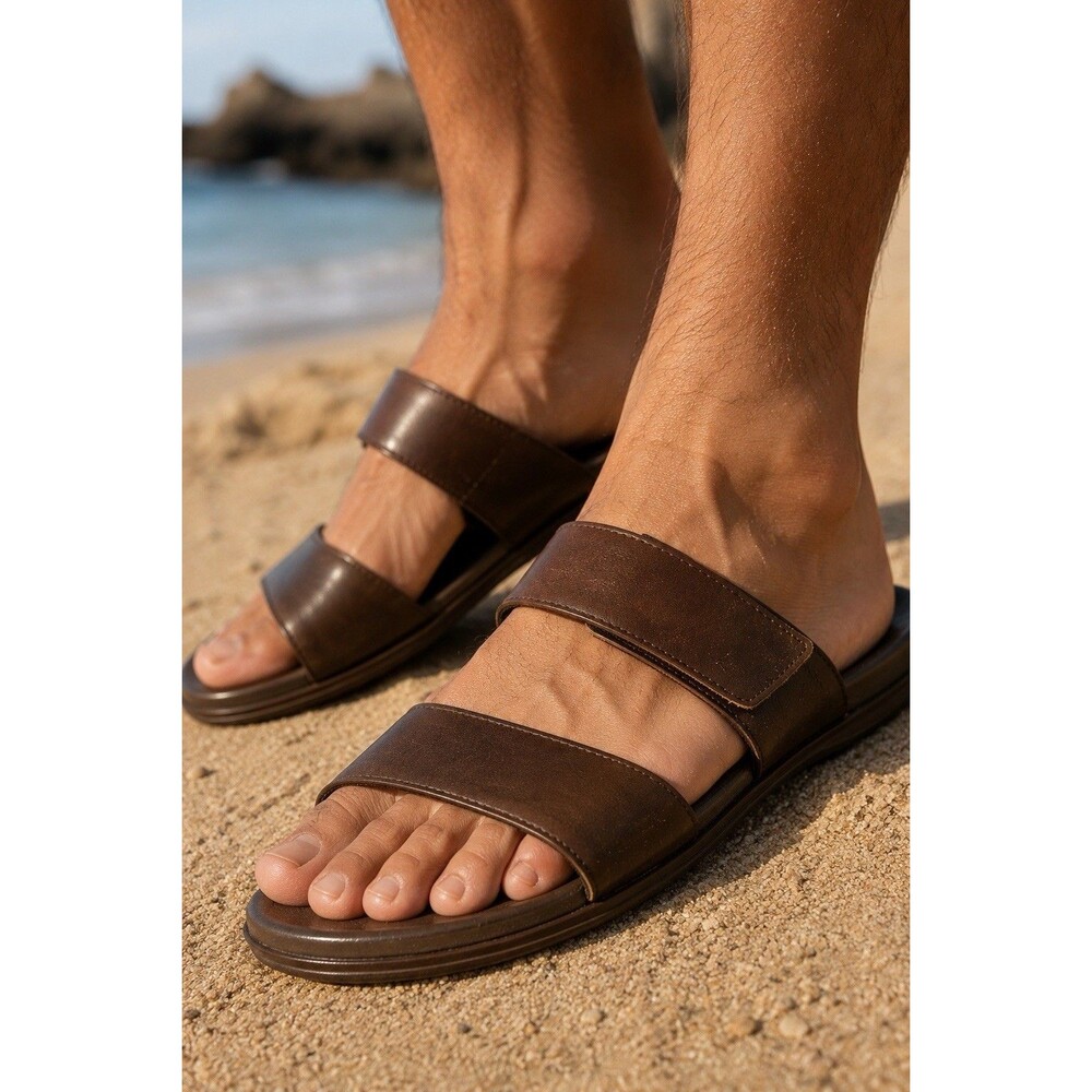 Naot Maldive Sandals Mens 13 Brown Leather Comfort Slides Comfort Strappy Summer
